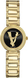 Versace VET300121 V Virtus Quartz Women's Watch – Black Dial & Gold Steel Strap