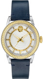 Versace VEPO00120 Viamond Quartz Men's Watch – White Dial & Blue Leather Strap