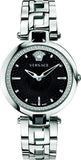 Versace VAN030016 Crystal Gleam Guilloche Quartz Women's Watch – Black Dial & Silver Steel Strap