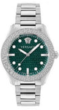 Versace VE3J00422 Greca Action Chronograph Quartz Men's Watch – Green Dial & Silver Steel Strap