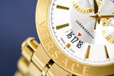 Versace V Racer Chronograph White Dial Gold Steel Strap Watch for Men - VBR060017