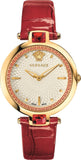 Versace VAN040016 Crystal Gleam Quartz Women's Watch – White Dial & Red Leather Strap