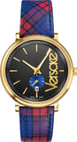 Versace VEBQ00218 V-Circle The Clans Edition Women's Watch – Black Dial & Red & Blue Leather Strap
