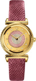 Versace VERE01118 V-Motif Vintage Logo Diamonds Women's Watch – Gold Dial & Pink Leather Strap
