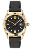 Versace VE3K00222 Greca Time Quartz Men's Watch – Black Dial & Brown Leather Strap