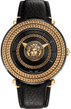 Versace VQL020015 V-Metal Icon Men's Watch – Black Dial & Black Leather Strap