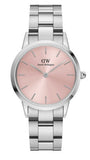 Daniel Wellington DW00100325 Iconic Women's Watch – Pink Dial & Silver Steel Strap