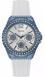 Guess W0846L7 Starlight Diamonds Women's Watch – Silver Dial & White Rubber Strap