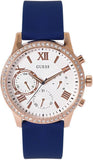 Guess W1135L3 Solar Women's Watch – White & Rose Gold Dial & Blue Rubber Strap