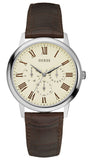 Guess W70016G2 Wafer Quartz Men's Watch – White Dial & Brown Leather Strap