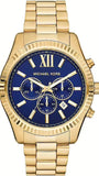 Michael Kors MK9153 Lexington Chronograph Quartz Men's Watch – Blue Dial & Gold Steel Strap