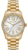 Michael Kors MK1079 Lexington Quartz Women's Watch – Mother of Pearl White Dial & Gold Steel Strap