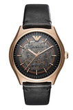 Emporio Armani AR60004 Meccanico Men's Watch – Black Dial & Black Leather Strap