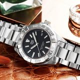 Tag Heuer Aquaracer Quartz Women's Watch WBD1410.BA0741 – Black Dial with Silver Steel Strap