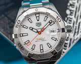 Tag Heuer Aquaracer Automatic Men's Watch WBD2111.BA0928 – White Dial with Silver Steel Strap