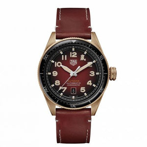 Tag Heuer Autavia Calibre 5 Chinese New Year Maroon Dial Maroon Leather Strap Watch for Men - WBE5193.FC8300