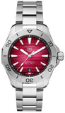 Tag Heuer Aquaracer Professional 200 WBP2114.BA0627 Men's Automatic Watch – Red Dial with Silver Stainless Steel Bracelet