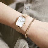 Daniel Wellington Quadro Melrose DW00100431 Women's Watch – White Dial with Gold Mesh Strap