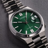 Citizen Tsuyosa NJ0150-81X Men's Automatic Watch – Green Dial with Silver Steel Strap