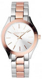 Michael Kors MK3204B Slim Runway Quartz Women's Watch – White Dial & Two-Tone Steel Bracelet