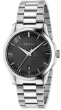 Gucci YA126457 G-Timeless Unisex Watch – Black Dial & Silver Steel Bracelet