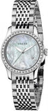 Gucci YA126508 G Timeless Diamonds Women's Watch – Mother of Pearl Dial & Silver Mesh Bracelet