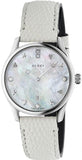 Gucci YA126597 G-Timeless Women's Watch – Mother of Pearl White Dial & White Leather Strap