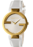 Gucci YA133327 G-Interlocking Women's Watch – White Dial & White Leather Strap