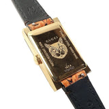 Gucci G-Frame Mother of Pearl Dial Brown Leather Snakeskin Strap Watch For Women - YA147402