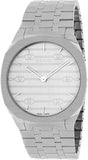 Gucci YA163407 25H Quartz Unisex Watch – Silver Dial & Silver Steel Bracelet