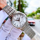 Tissot T085.207.11.011.00 T-Classic Carson Automatic Women's Watch – White Dial & Silver Steel Strap