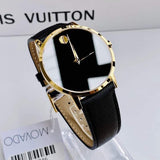 Movado 0607195 Museum Classic Quartz Men's Watch – Black Dial & Black Leather Strap
