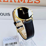 Movado 0607195 Museum Classic Quartz Men's Watch – Black Dial & Black Leather Strap