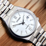 Citizen Tsuyosa NJ0150-81A Men's Automatic Watch – White Dial with Silver Steel Strap