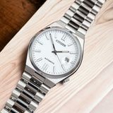 Citizen Tsuyosa NJ0150-81A Men's Automatic Watch – White Dial with Silver Steel Strap