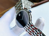 Movado 0606337 Classic Quartz Men's Watch – Black Dial & Silver Steel Strap