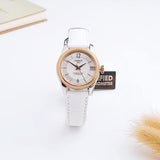 Tissot T108.208.26.117.00 T-Classic Powermatic 80 Women's Watch – Mother of Pearl Silver Dial & White Leather Strap