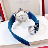 Salvatore Ferragamo F-80 Blue Dial Blue Rubber Strap Watch For Men - SFHY01122