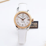 Tissot T108.208.26.117.00 T-Classic Powermatic 80 Women's Watch – Mother of Pearl Silver Dial & White Leather Strap