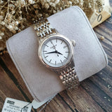 Tissot T085.207.11.011.00 T-Classic Carson Automatic Women's Watch – White Dial & Silver Steel Strap