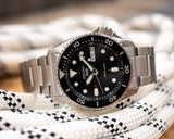 Seiko 5 Sports SKX Automatic Black Dial Silver Steel Strap Watch For Men - SRPK29K1