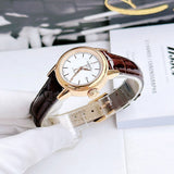 Tissot T085.207.36.011.00 Carson Automatic Women's Watch – White Dial & Brown Leather Strap