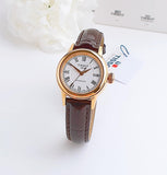 Tissot T085.207.36.013.00 T-Classic Carson Women's Watch – White Dial & Brown Leather Strap