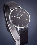 Daniel Wellington DW00100202 Petite Ashfield Women’s Watch – Black Dial with Matte Black Mesh Strap
