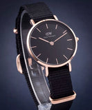 Daniel Wellington DW00100247 Petite Cornwall Women's Watch – Black Dial & Black Nylon Strap