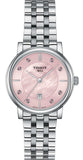 Tissot T122.210.11.159.00 Carson Premium Lady Women's Watch – Mother of Pearl Pink Dial & Silver Steel Strap
