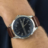 Armani Exchange Hampton AX2133 Men's Chronograph Watch – Blue Dial with Brown Leather Strap