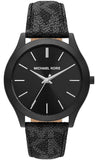 Michael Kors MK8908 Slim Runway Quartz Men's Watch – Black Dial & Black Leather Strap