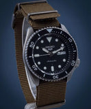 Seiko 5 Sports SRPD65K4 Automatic Men's Watch – Black Dial & Green Nylon Strap