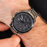 Tommy Hilfiger Iconic Quartz Black Dial Silver Steel Strap Watch for Men - 1791564